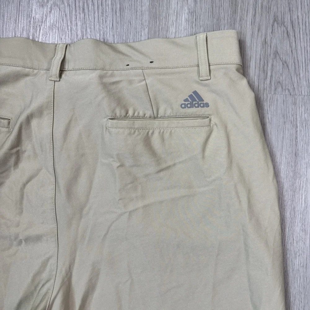 Adidas Golf Mens Tan Khaki Performance Flat Front Trousers‎ Pants 35x30